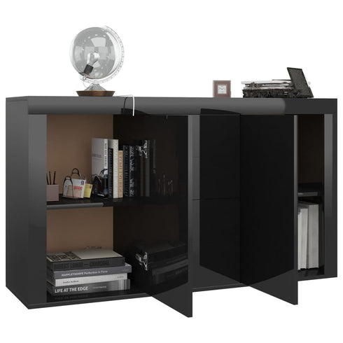 Rustika Rowe -  Sideboard High Gloss Black 120x36x69 cm Chipboard